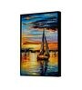 Seascape Sunrise Multicolour Synthetic Wood Framed Canvas Wall Painting