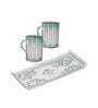 Seaside Bloom 24K Gold Plated Mugs And Tray Set (Pack Of 3)