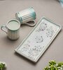 Seaside Bloom 24K Gold Plated Mugs And Tray Set (Pack Of 3)