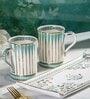 Seaside Bloom 24K Gold Plated Mugs And Tray Set (Pack Of 3)