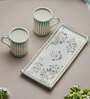 Seaside Bloom 24K Gold Plated Mugs And Tray Set (Pack Of 3)