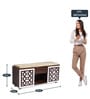 Seat-On Shoe Rack With Seating In Brown Teak Finish