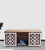 Seat-On Shoe Rack With Seating In Brown Teak Finish
