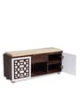 Seat-On Shoe Rack With Seating In Brown Teak Finish