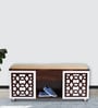 Seat-On Shoe Rack With Seating In Brown Teak Finish