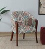 Seaton Sheesham Wood Arm Chair In Rustic Teak Finish With Abstract Print