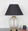 Secret Water Droplets On Glass And Brass Finish Metal Large Table Lamp With Black Cotton Shade