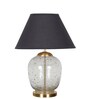 Secret Water Droplets On Glass And Brass Finish Metal Large Table Lamp With Black Cotton Shade
