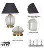 Secret Water Droplets On Glass And Brass Finish Metal Large Table Lamp With Black Cotton Shade