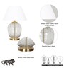 Secret Water Droplets On Glass And Brass Finish Metal Large Table Lamp With White Cotton Shade
