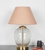 Secret Water Droplets On Glass And Brass Finish Metal Large Table Lamp With Beige Cotton Shade