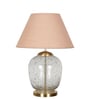 Secret Water Droplets On Glass And Brass Finish Metal Large Table Lamp With Beige Cotton Shade