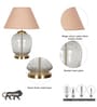 Secret Water Droplets On Glass And Brass Finish Metal Large Table Lamp With Beige Cotton Shade