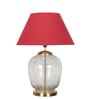 Secret Water Droplets On Glass And Brass Finish Metal Large Table Lamp With Maroon Cotton Shade