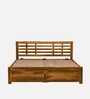 Segovia Sheesham Wood Queen Size Bed In Rustic Teak Finish With Hydraulic Storage