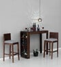 Segur Sheesham Wood Bar Table Set in Provincial Teak Finish With Set of 2 Cushioned Chairs