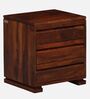 Segur Sheesham Wood Bedside Table In Honey Oak Finish With Drawers