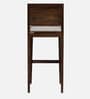 Segur Sheesham Wood Full Back Bar Stool In Provincial Teak Finish with Beige Cushion
