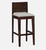Segur Sheesham Wood Full Back Bar Stool In Provincial Teak Finish with Beige Cushion