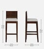 Segur Sheesham Wood Full Back Bar Stool In Provincial Teak Finish with Beige Cushion