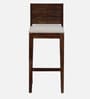 Segur Sheesham Wood Full Back Bar Stool In Provincial Teak Finish with Beige Cushion