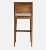 Segur Sheesham Wood Full Back Bar Stool In Rustic Teak Finish with Grey Cushion