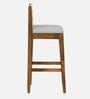 Segur Sheesham Wood Full Back Bar Stool In Rustic Teak Finish with Grey Cushion