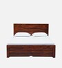 Segur Sheesham Wood King Size Bed In Honey Oak Finish With Drawer Storage