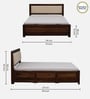 Segur Sheesham Wood King Size Bed In Provincial Teak Finish With Beige Padded Headboard Hydraulic Storage