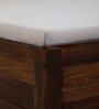 Segur Sheesham Wood King Size Bed In Provincial Teak Finish With Beige Padded Headboard Hydraulic Storage