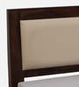 Segur Sheesham Wood King Size Bed In Provincial Teak Finish With Beige Padded Headboard Hydraulic Storage