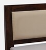 Segur Sheesham Wood King Size Bed In Provincial Teak Finish With Beige Padded Headboard Hydraulic Storage