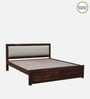 Segur Sheesham Wood King Size Bed In Provincial Teak Finish with Beige Padded Headboard
