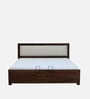 Segur Sheesham Wood King Size Bed In Provincial Teak Finish with Beige Padded Headboard