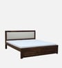 Segur Sheesham Wood King Size Bed In Provincial Teak Finish with Beige Padded Headboard