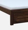 Segur Sheesham Wood King Size Bed In Provincial Teak Finish with Beige Padded Headboard
