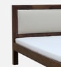 Segur Sheesham Wood King Size Bed In Provincial Teak Finish with Beige Padded Headboard