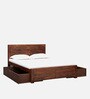 Segur Sheesham Wood King Size Bed In Provincial Teak Finish With Drawer Storage