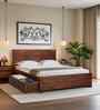 Segur Sheesham Wood King Size Bed In Provincial Teak Finish With Drawer Storage