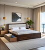 Segur Sheesham Wood King Size Bed In Provincial Teak Finish With Drawer Storage