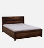 Segur Sheesham Wood King Size Bed In Provincial Teak Finish With Hydraulic Storage
