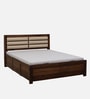 Segur Sheesham Wood King Size Bed In Provincial Teak Finish With Padded Headboard Hydraulic Storage