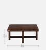 Segur Sheesham Wood Nesting Coffee Table Set in Provincial Teak Finish With Cushioned Stools