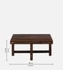 Segur Sheesham Wood Nesting Coffee Table Set in Provincial Teak Finish With Cushioned Stools