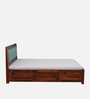 Segur Sheesham Wood Queen Size Bed In Honey Oak Finish With Box Storage