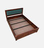 Segur Sheesham Wood Queen Size Bed In Honey Oak Finish With Box Storage