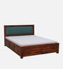 Segur Sheesham Wood Queen Size Bed In Honey Oak Finish With Box Storage