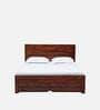 Segur Sheesham Wood Queen Size Bed In Honey Oak Finish With Drawer Storage