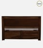 Segur Sheesham Wood Queen Size Bed In Provincial Teak Finish With Beige Padded Headboard Hydraulic Storage