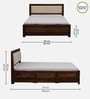Segur Sheesham Wood Queen Size Bed In Provincial Teak Finish With Beige Padded Headboard Hydraulic Storage